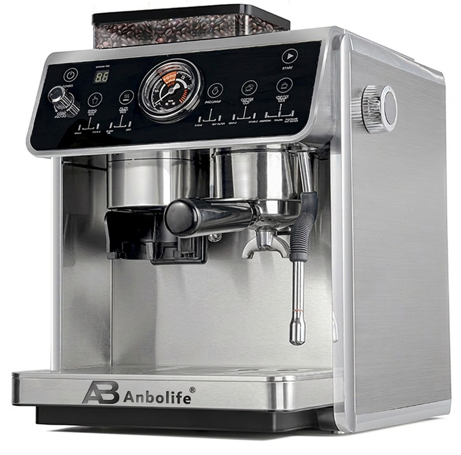 2800W Double Boiler Espresso Machine 20 Bar PID Dual Pump 58mm Grinder 30 Grind Settings Semi Automatic OEM