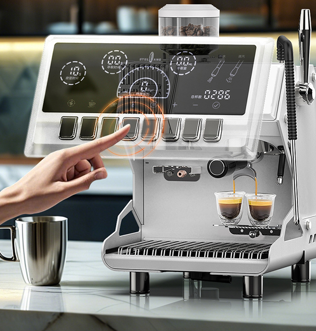 Professional Stainless Steel Italian Espresso Machine with Grinder Programmable Brew System for Household Use